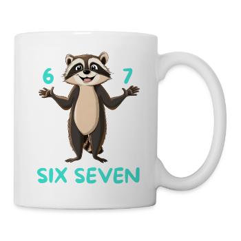 Six Seven Raccoon Funny Meme Animal Design - Mug - white - Right