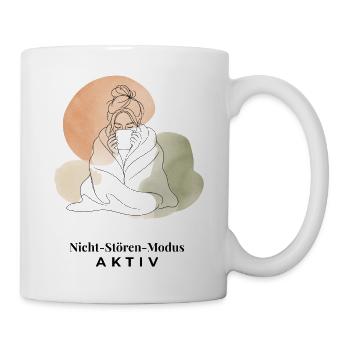 Nicht-Stören-Modus Aktiv – Minimalist Line Art - Tasse - Weiß - Rechts