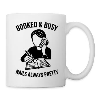 booked and busy nails pretty - Mug - white - Right