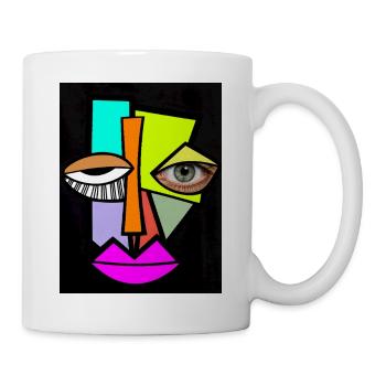 Pop Art géométrique néon - Mug blanc - blanc - Droite