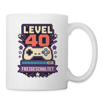 Level 40 erreicht – Gaming Geburtstag Spruch - Tasse - Weiß - Rechts