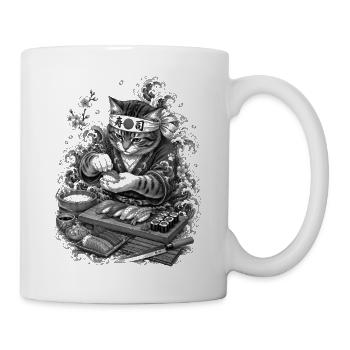 Sushi Katze im japanischen Irezumi Stil - Tasse - Weiß - Rechts