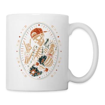 Skater Skeleton Rocker Skateboard Vintage Halloween - Mug - white - Right