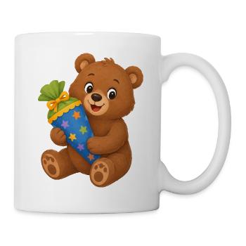Süßer Bär mit Schultüte zum Schulanfang  - Tasse - Weiß - Rechts