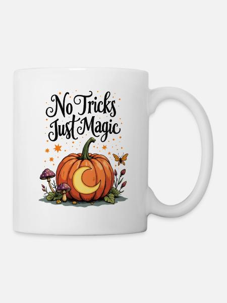 No Tricks Just Magic Kürbis - Tasse - Weiß