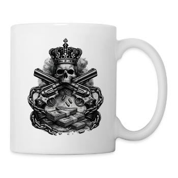 Kronenkopf mit Gewehren und Geld - Tasse - Weiß - Rechts