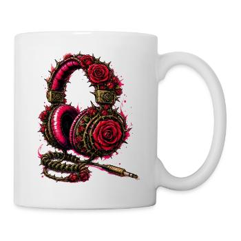 Rosen Kopfhörer mit Dornen im Gothic Style - Tasse - Weiß - Rechts