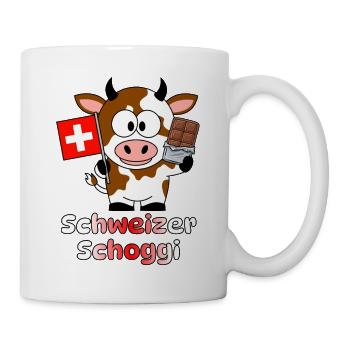Schweizer Schoggi Kuh Cartoon - Tasse - Weiß - Rechts