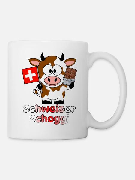 Schweizer Schoggi Kuh Cartoon - Tasse - Weiß