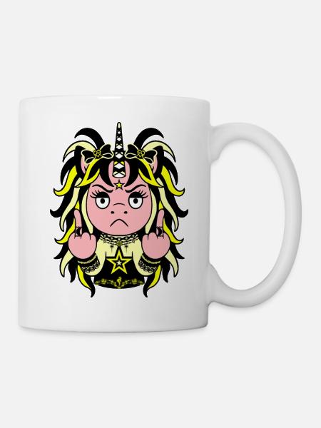 Menace 2 Solidago: Gelbes EinZORN mit Mittelfinger - Tasse - Weiß