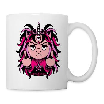Pink Void: Schwarz-pinkes EinZORN mit Mittelfinger - Tasse - Weiß - Rechts