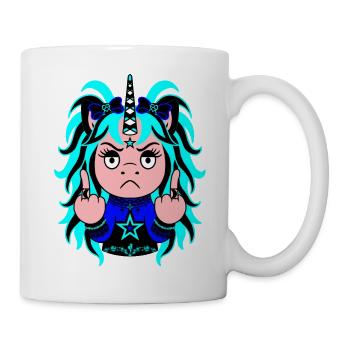 Frostbite: Frostig-blaues EinZORN mit Mittelfinger - Tasse - Weiß - Rechts