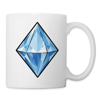 Blauer Kristall Diamant Muster - Tasse - Weiß - Rechts