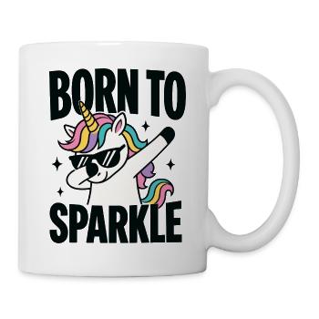 Born to Sparkle – Dabbing Einhorn - Tasse - Weiß - Rechts