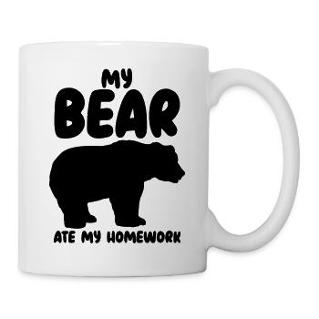 Bär Hausaufgaben Tierhumor - Tasse - Weiß - Rechts