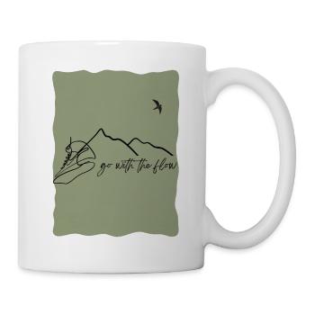 Go With The Flow – Minimalist Mountain Line Art - Tasse - Weiß - Rechts