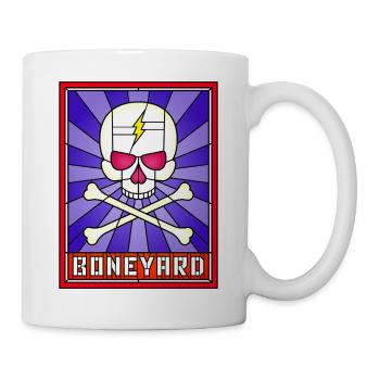 Totenkopf und gekreuzte Knochen Buntglas-Kunst Halloween - Tasse - Weiß - Rechts
