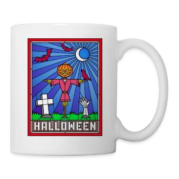 Halloween-Szene Buntglaskunst - Tasse - Weiß - Rechts
