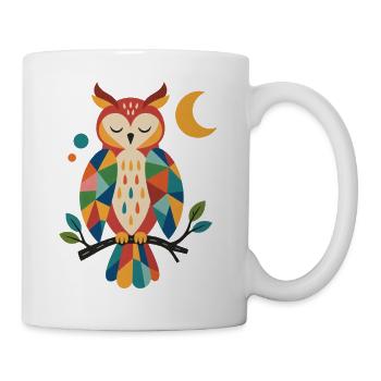 Geometrische Eulenfarben - Tasse - Weiß - Rechts