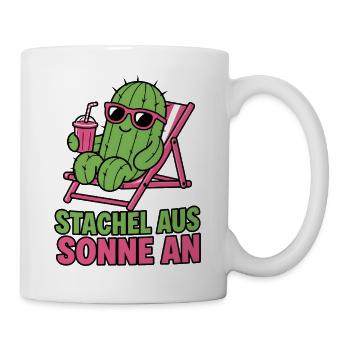 Stachel aus Sonne an Kaktus Sommer Urlaub Design - Tasse - Weiß - Rechts
