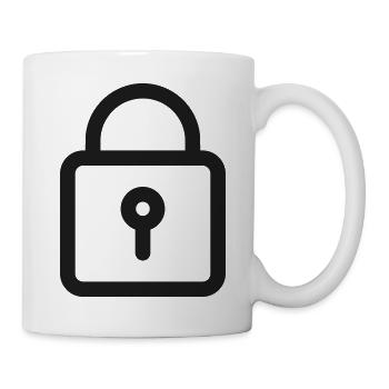 Vorhängeschloss-Schlüsselloch-Symbol - Tasse - Weiß - Rechts