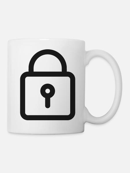Vorhängeschloss-Schlüsselloch-Symbol - Tasse - Weiß