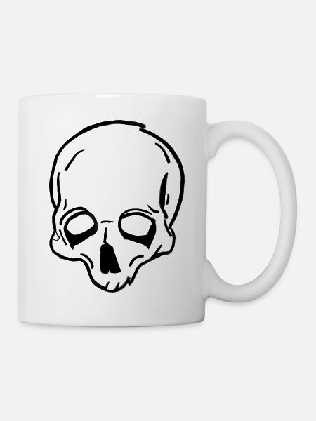 Klassische schwarze Kontur-Schädelkunst - Tasse - Weiß