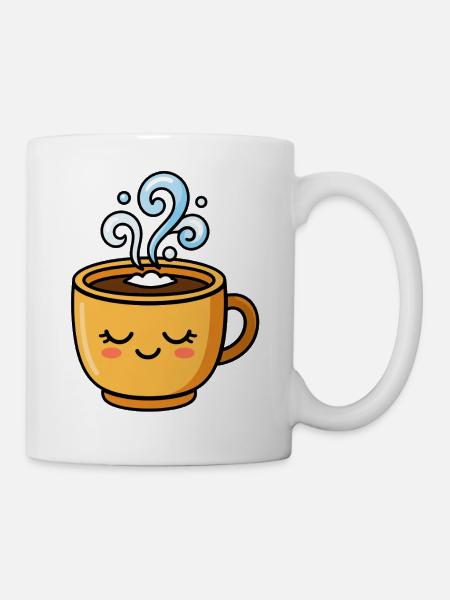 Gemütliches dampfendes Tassenlächeln - Tasse - Weiß