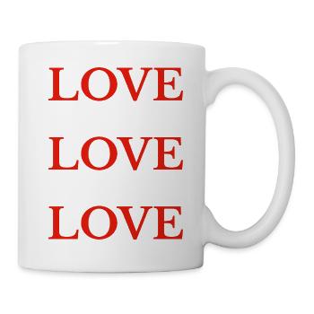 Love Love Love: Fettes Rot - Tasse - Weiß - Rechts