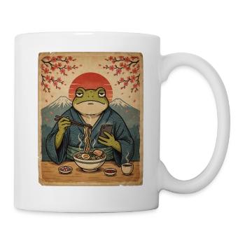 Frosch im Kimono-Nudel-Sonnenuntergang - Tasse - Weiß - Rechts