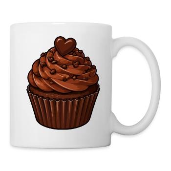Schoko Cupcake Herzmotiv - Tasse - Weiß - Rechts