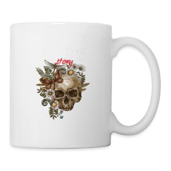Flowery Skull: Eine gruselige Geschichte - Tasse - Weiß - Rechts