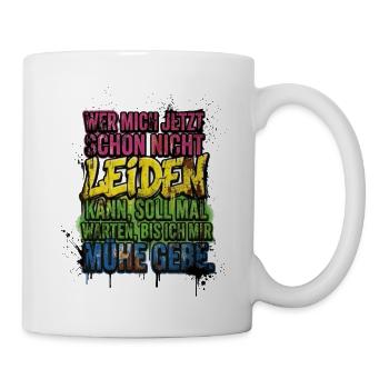 Ich gebe mir Mühe – farbiges Graffiti-Zitat - Tasse - Weiß - Rechts