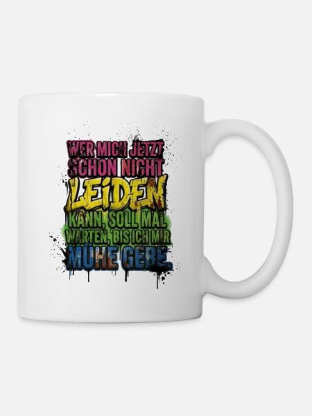 Ich gebe mir Mühe – farbiges Graffiti-Zitat - Tasse - Weiß