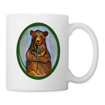 Bear mit Bambus-Wunsch - Tasse - Weiß - Rechts