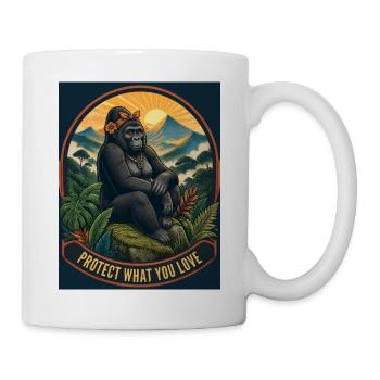 Beschütze, was du liebst – Gorilla Natur Design - Tasse - Weiß - Rechts