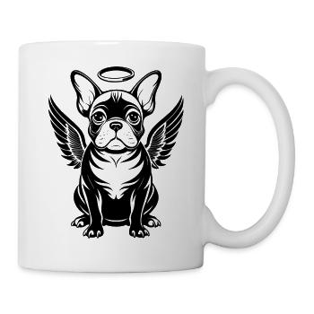 Französische Bulldoggen-Engelsflügel - Tasse - Weiß - Rechts