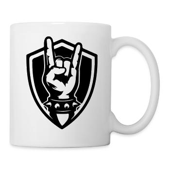 Rock Handzeichen Wappen Symbol Schwarz - Tasse - Weiß - Rechts