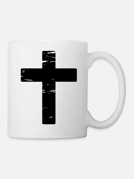Kreuz used look - Tasse - Weiß