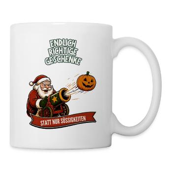 Endlich Weihnachten statt Halloween - Tasse - Weiß - Rechts