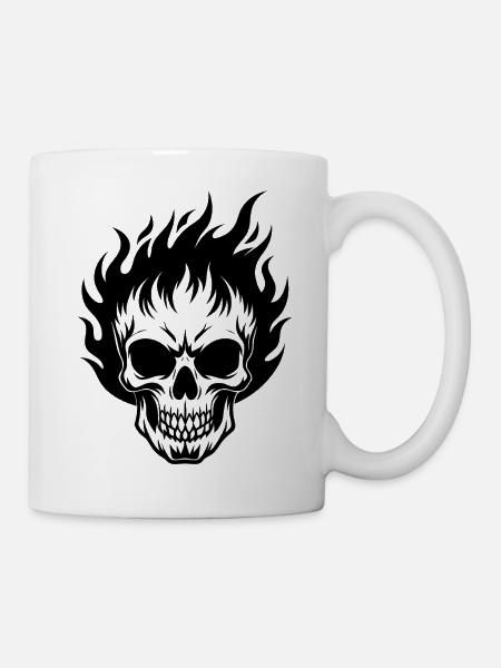 Flammender Schädel - Tasse - Weiß