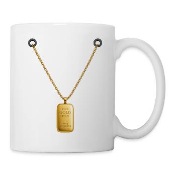 Goldbarren Kettenanhänger  - Tasse - Weiß - Rechts