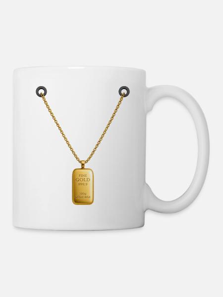 Goldbarren Kettenanhänger - Tasse - Weiß
