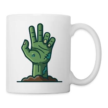 Grüne Zombie-Hand taucht aus dem Boden auf - Tasse - Weiß - Rechts
