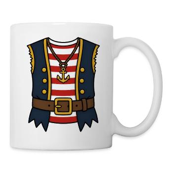 Piraten Kostüm Shirt Fake Outfit Streifen Weste - Tasse - Weiß - Rechts