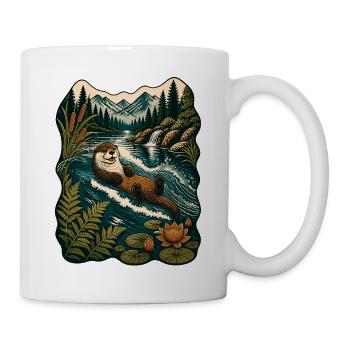 Otter im Waldfluss - Tasse - Weiß - Rechts