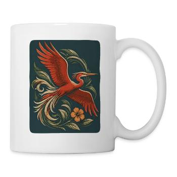 Roter Phoenix im Tattoo-Stiel  - Tasse - Weiß - Rechts