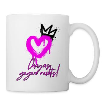 CHAYAS GEGEN RECHTS, PINKES HERZ, ANTIFASCHISMUS - Tasse - Weiß - Rechts