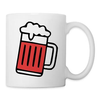 Roter Bierkrug Schaum Icon - Tasse - Weiß - Rechts