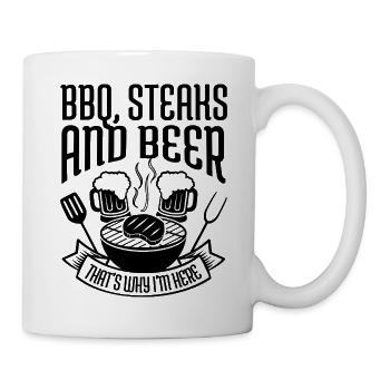  BBQ steaks & beer Bier BBQ Barbecue grillen - Tasse - Weiß - Rechts
